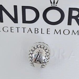 Pandora Los Angeles Angels Engraved Baseball Charm S925 Silver with box